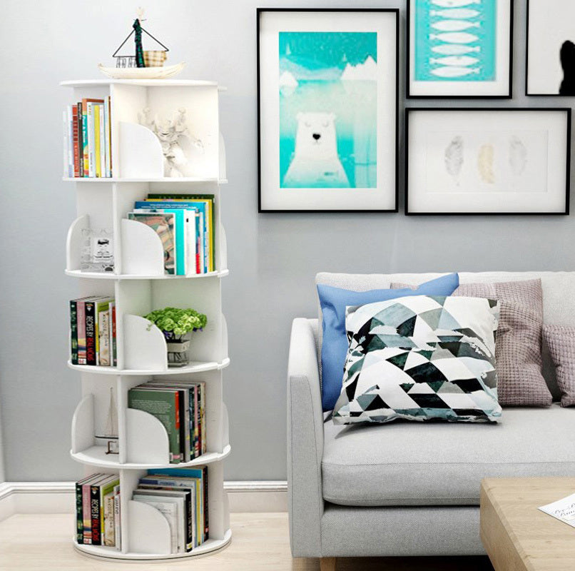 Sanctuary 360-degree Rotating 5 Tier Display Shelf Bookcase Organiser (White)
