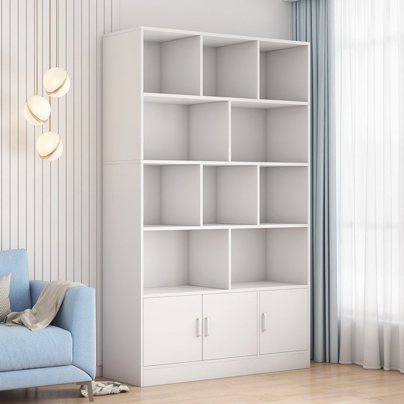 Alpha 10-Shelf 3-Door Wardrobe Cupboard Bookshelf Cabinet (White)