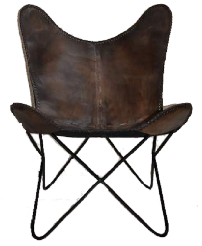 Boston Genuine Leather Butterfly Chair Single Metal Frame Fully Welded .