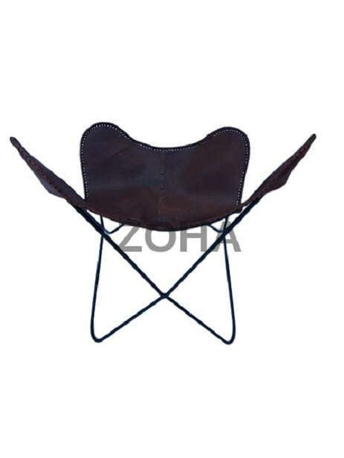 Boston Genuine Leather Butterfly Chair Single Metal Frame Fully Welded .