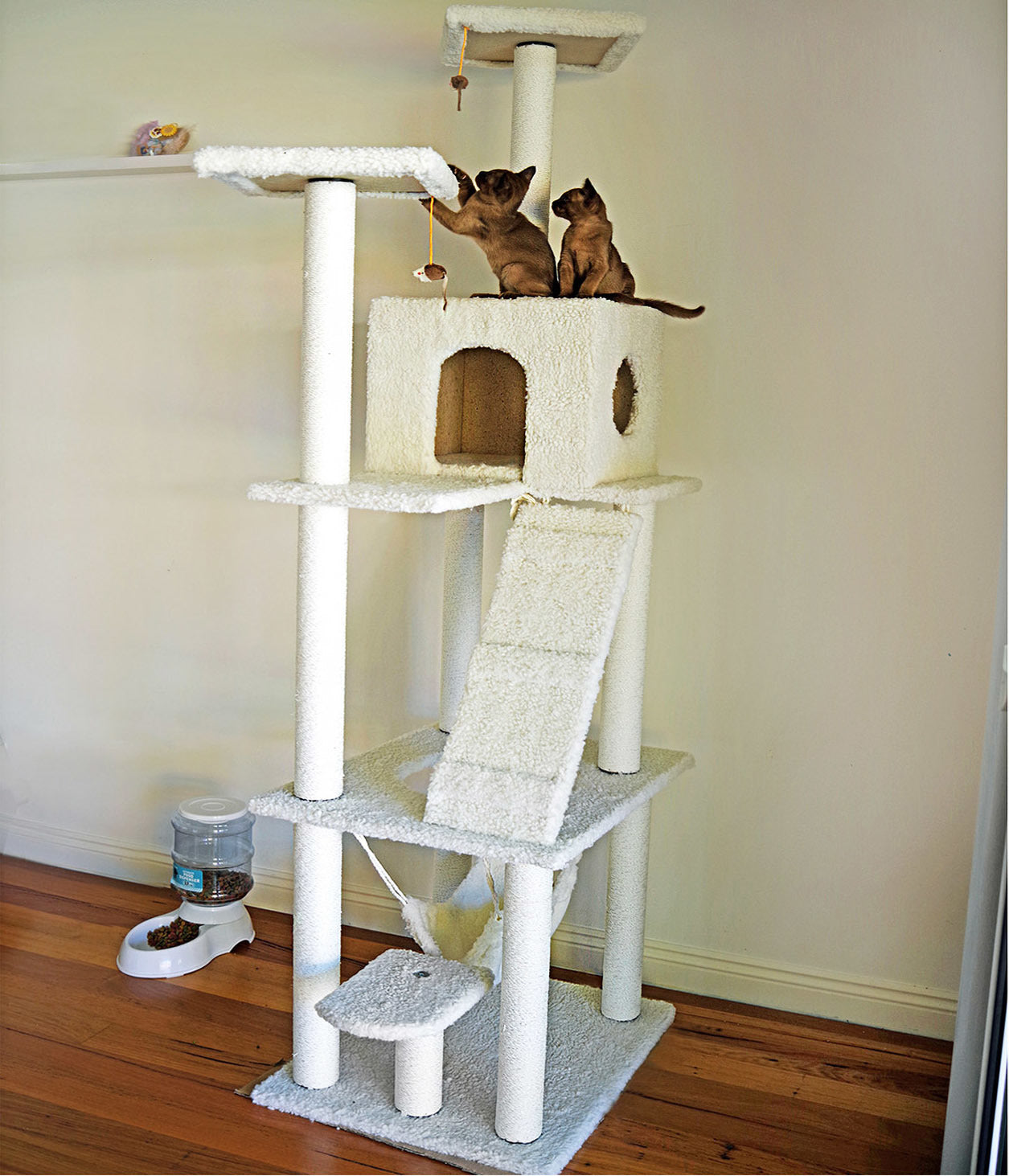195cm Tall XXL Cat Scratching Post Pole Tower with Hammock (Cream)