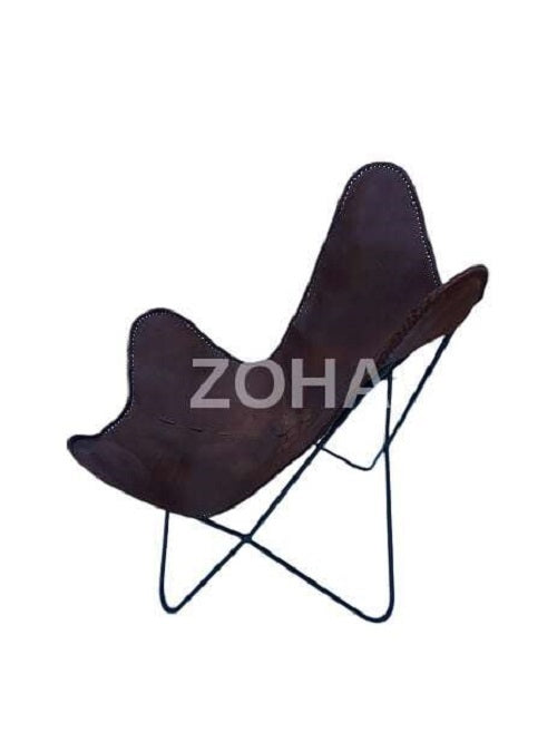 Boston Genuine Leather Butterfly Chair Single Metal Frame Fully Welded .