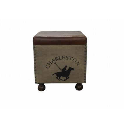 LEATHER CANVAS OTTOMANS BROWN
