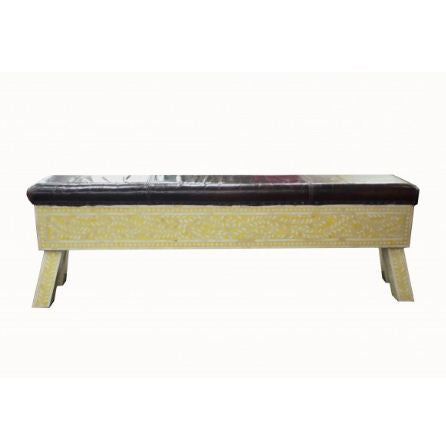LEATHER WITH BONE INLAY BENCH