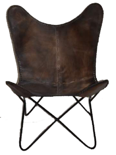 Boston Genuine Leather Butterfly Chair Single Metal Frame Fully Welded .