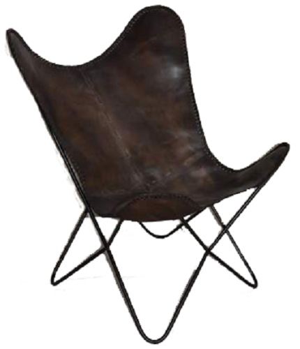 Boston Genuine Leather Butterfly Chair Single Metal Frame Fully Welded .