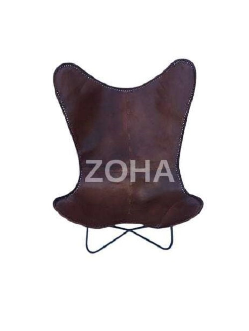 Boston Genuine Leather Butterfly Chair Single Metal Frame Fully Welded .