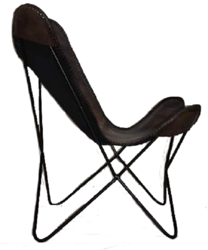 Boston Genuine Leather Butterfly Chair Single Metal Frame Fully Welded .