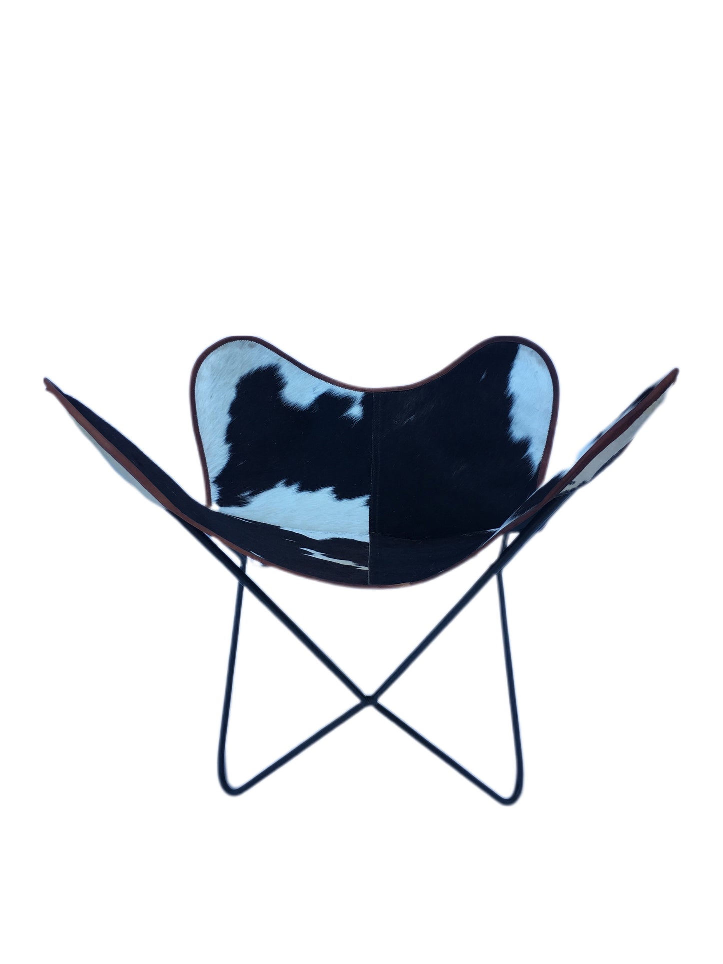 Handcrafted Vintage Retro Style Metal Frame Cowhide Leather Butterfly Chair New