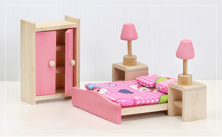 Wooden Furniture Toy Set - Bedroom 9 Pieces