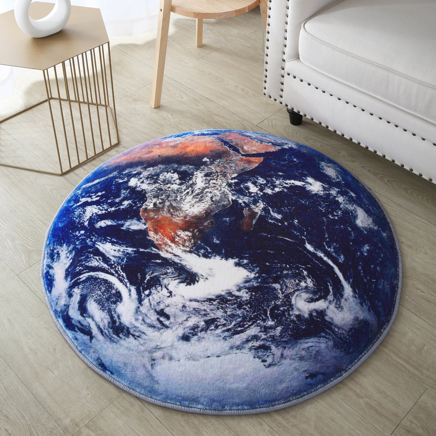 Deluxe Infinity Earth Planet Round Rug