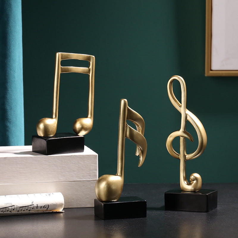 3-Piece Set Musical Sculpture Decor Music Notes Statue Ornament