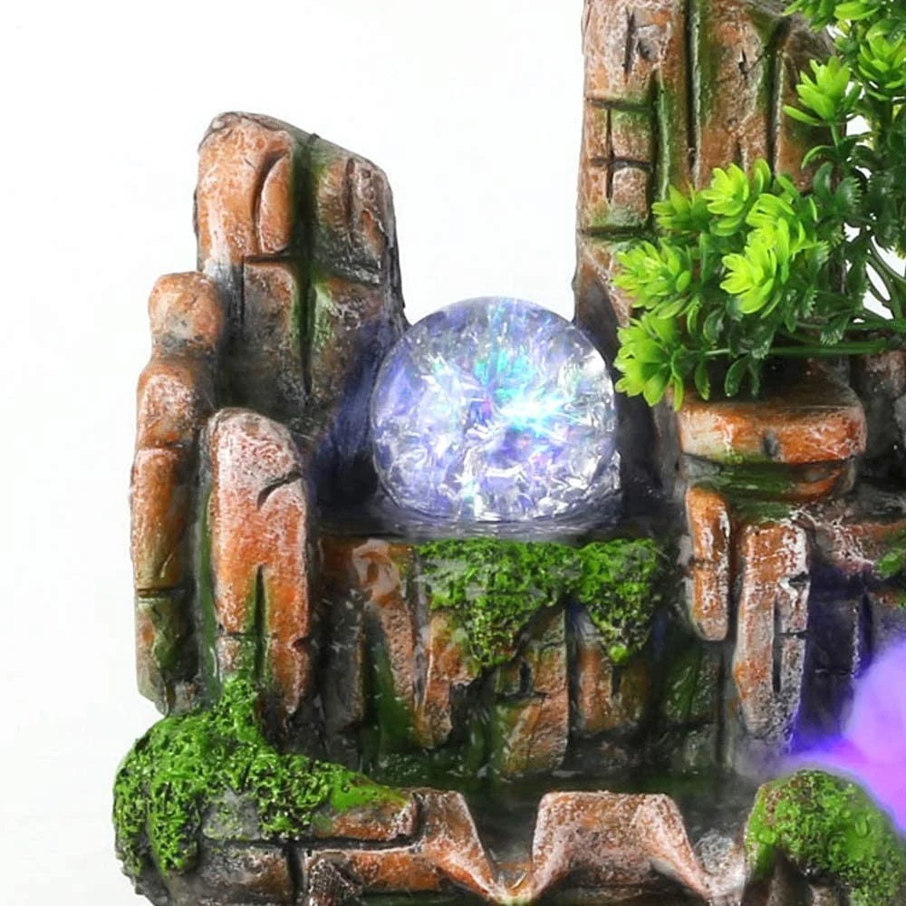 Calming Fountain Water Feature Ornament with Fish Tank
