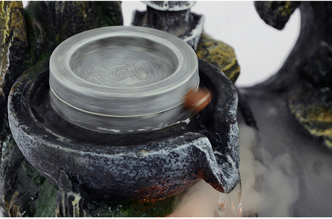 Calming Fountain Water Feature Ornament with Fish Tank