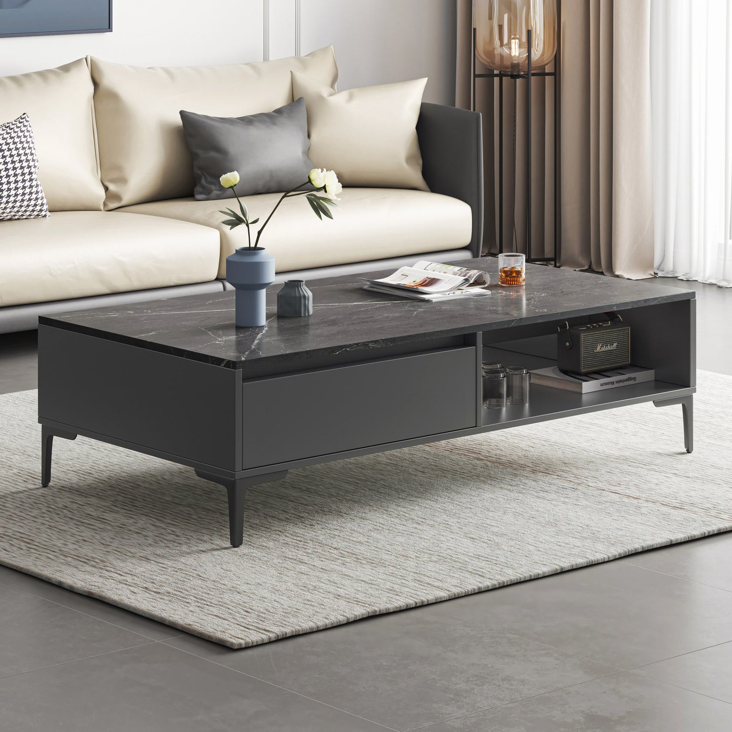 2-Piece Set Minimalist Coffee Table & TV Cabinet