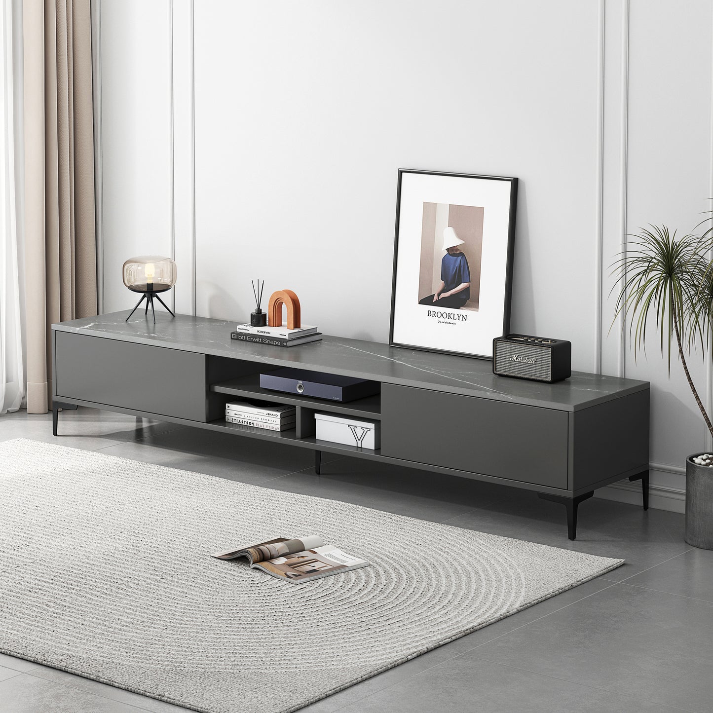 2-Piece Set Minimalist Coffee Table & TV Cabinet