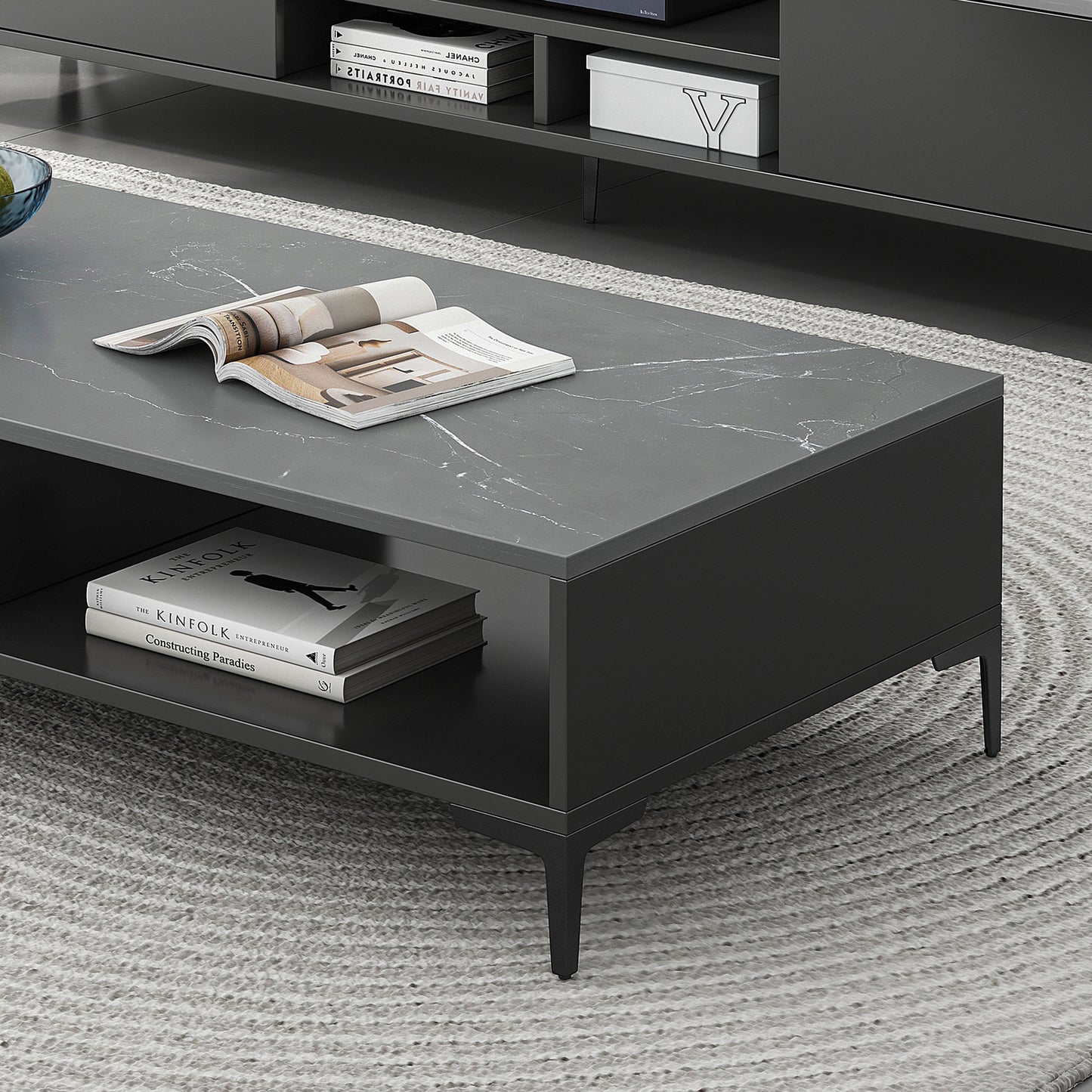 2-Piece Set Minimalist Coffee Table & TV Cabinet