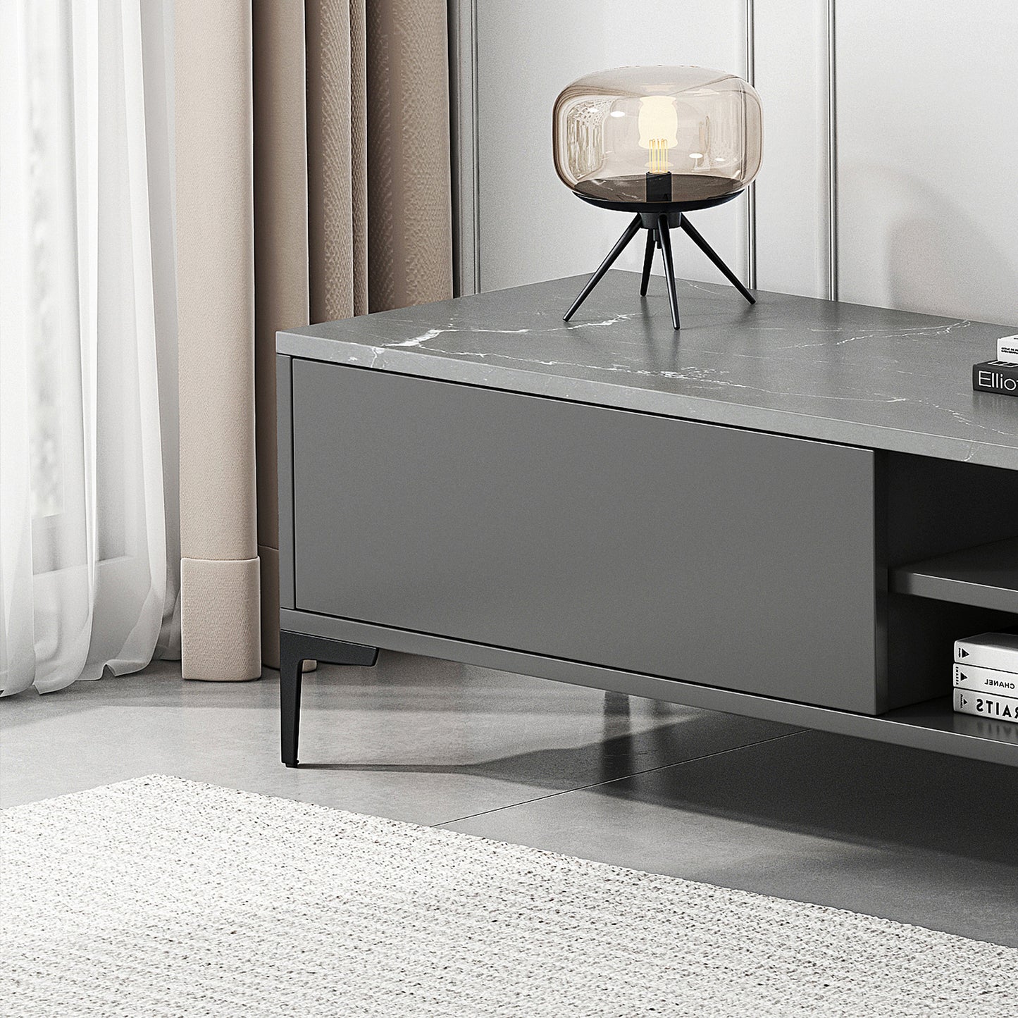 2-Piece Set Minimalist Coffee Table & TV Cabinet