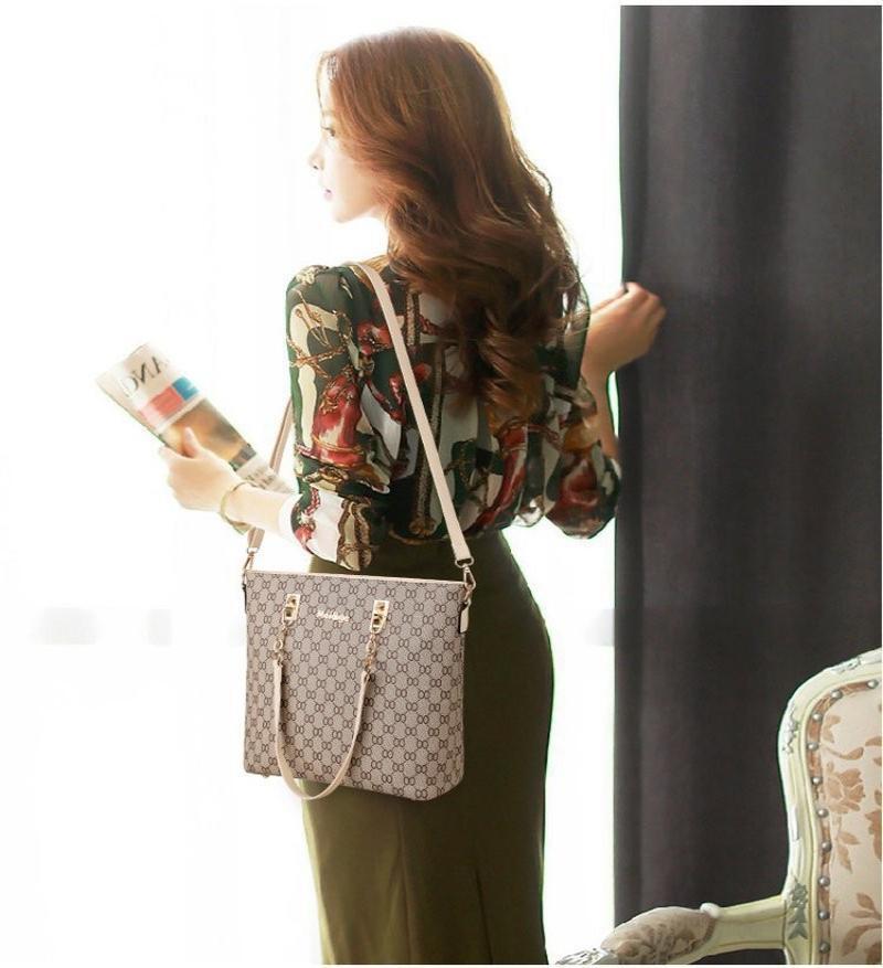 6 Pieces Designer Handbag Set Tote Shoulder Bag Clutch Purse Coin Wallet Red