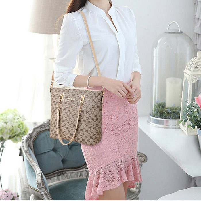 6 Pieces Designer Handbag Set Tote Shoulder Bag Clutch Purse Coin Wallet Red