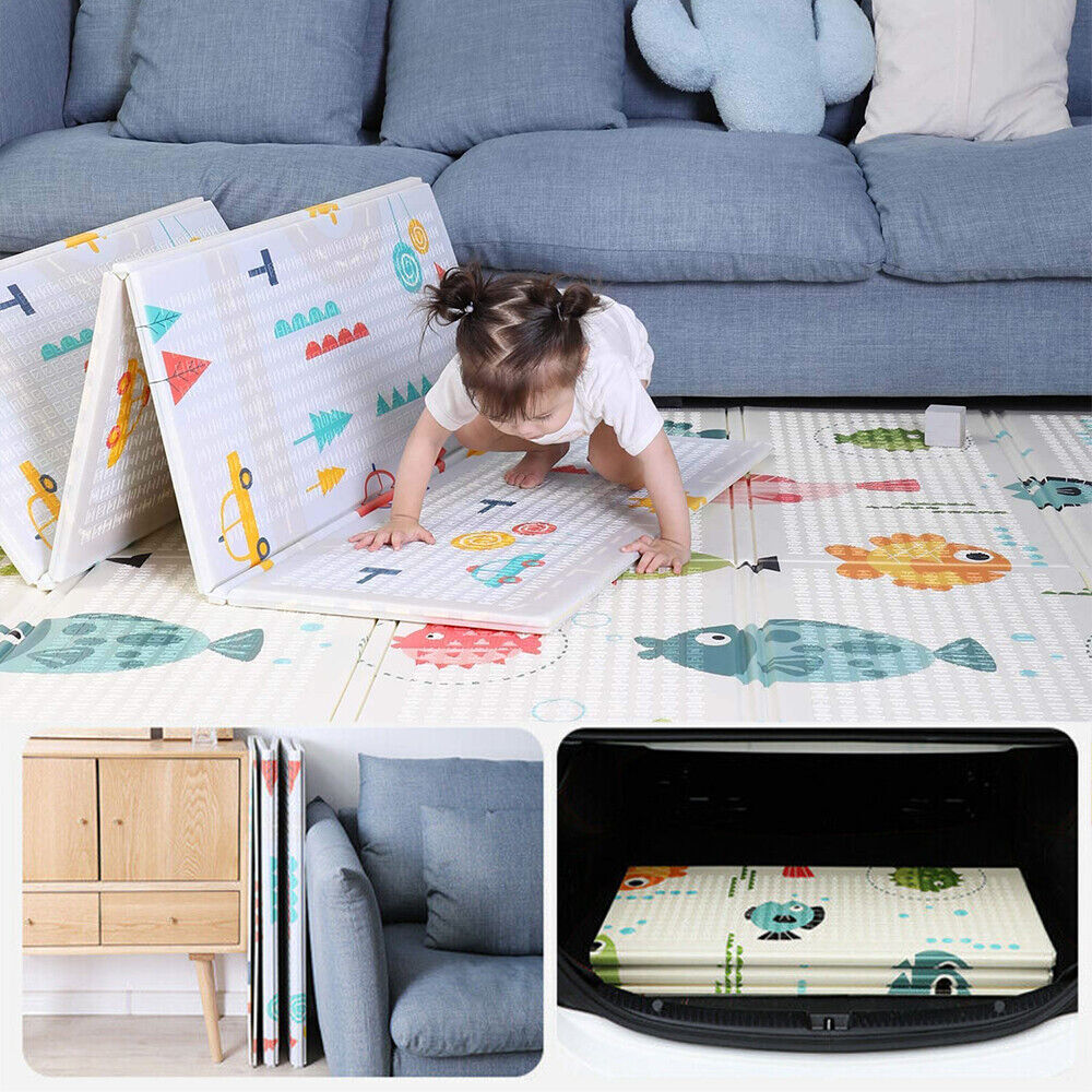 2m Double Sided Large Extra Thick Baby Kids Waterproof Folding Play Mat