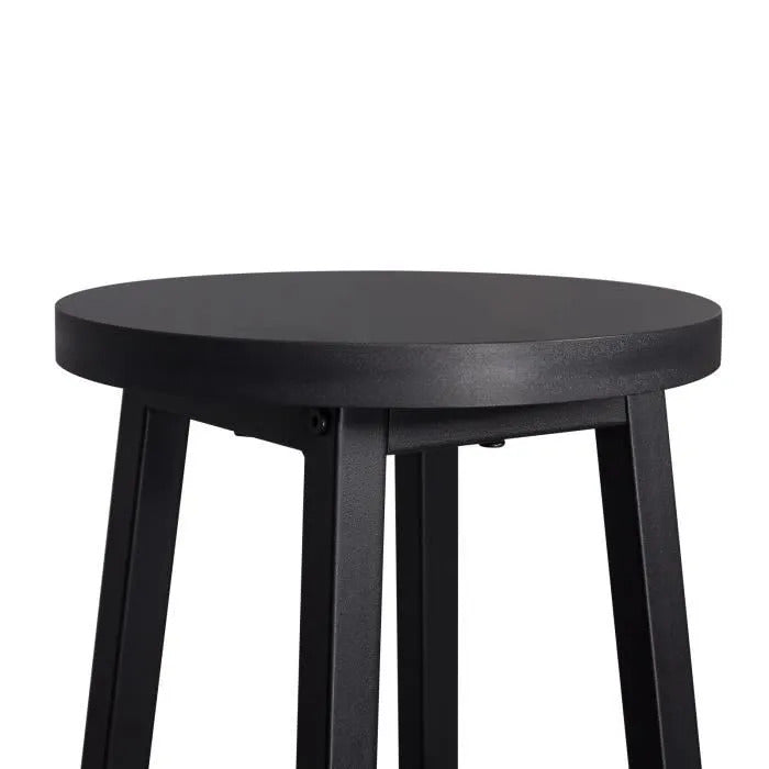 2 x Modern Industrial Bar Stools Black Wood & Metal Kitchen Counter Seating