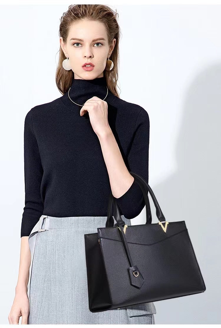 4 PCS Deluxe Faux Leather Handbag Set, Tote, Shoulder Bag, Clutch Purse Wallet & Coin Bag (Black)