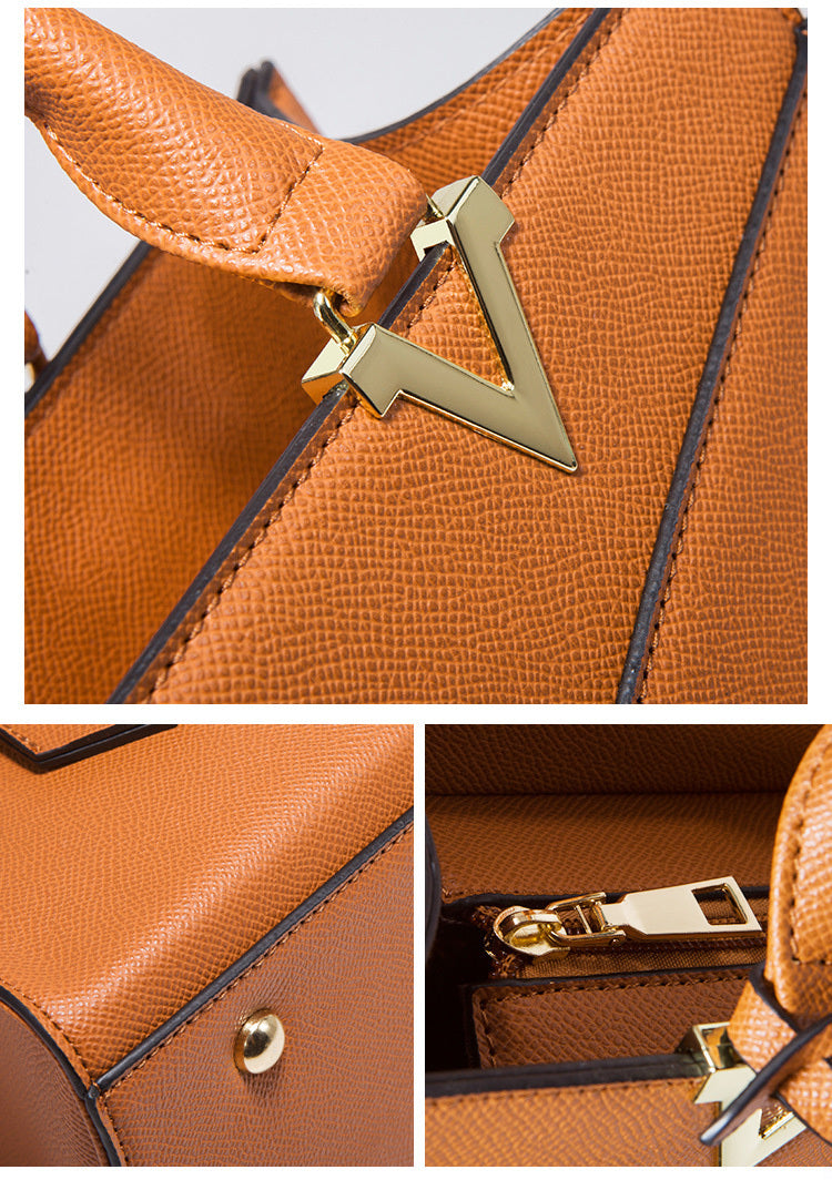 4 PCS Deluxe Faux Leather Handbag Set, Tote, Shoulder Bag, Clutch Purse Wallet & Coin Bag (Black)