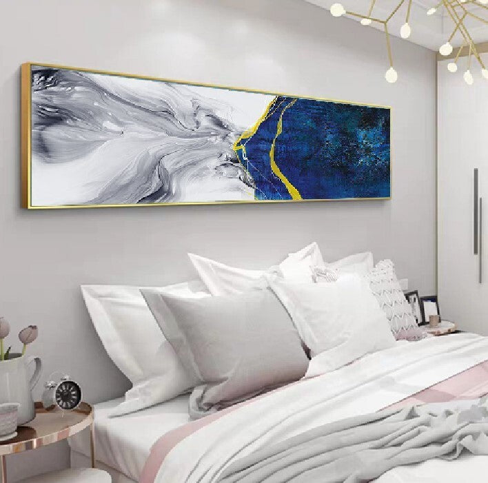 Abstract Wall Art Framed Long Canvas Painting - 100cm x 30cm