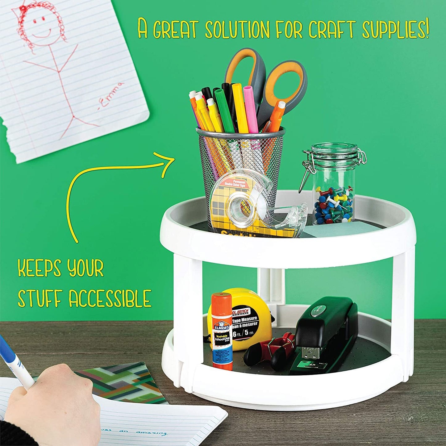 2-Tier Rotating Spice Rack Lazy Suzan Kitchen Countertop Shelf Storage Organiser