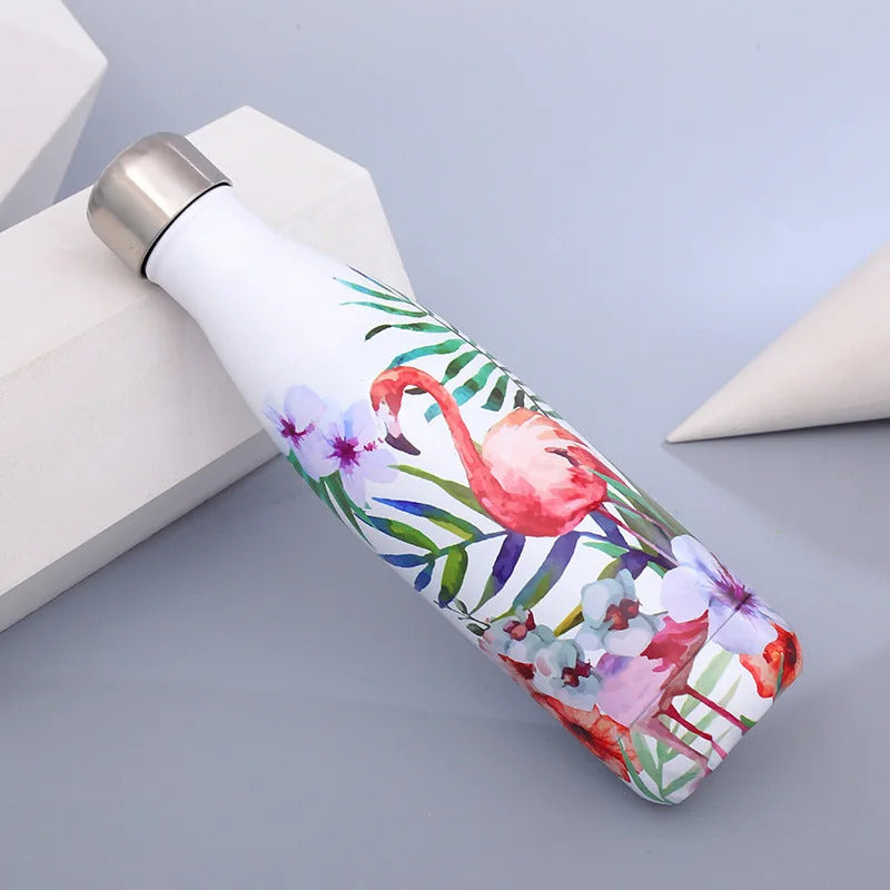 Stainless Steel Vacuum Insulated Water Bottle Thermal Flask (Flamingo)