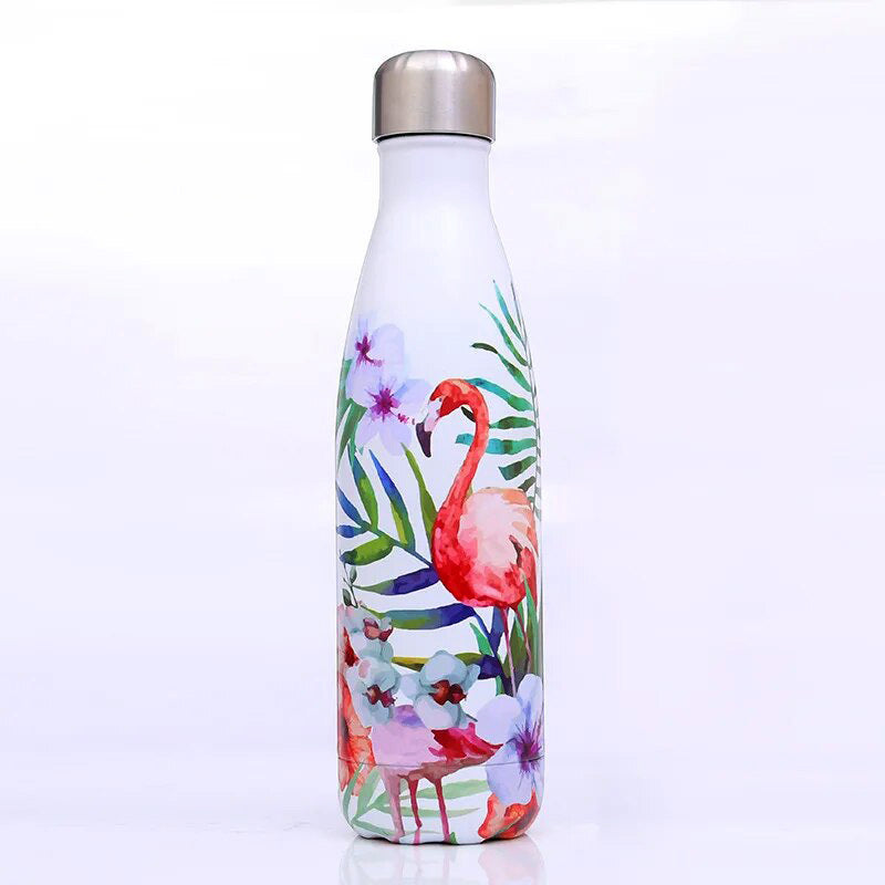 Stainless Steel Vacuum Insulated Water Bottle Thermal Flask (Flamingo)