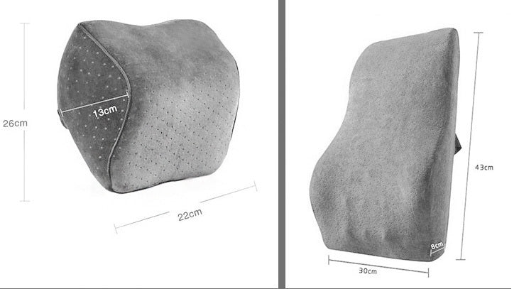 2 PCS Chair Seat Head Pillow & Back Lumbar Support Memory Foam Cushion
