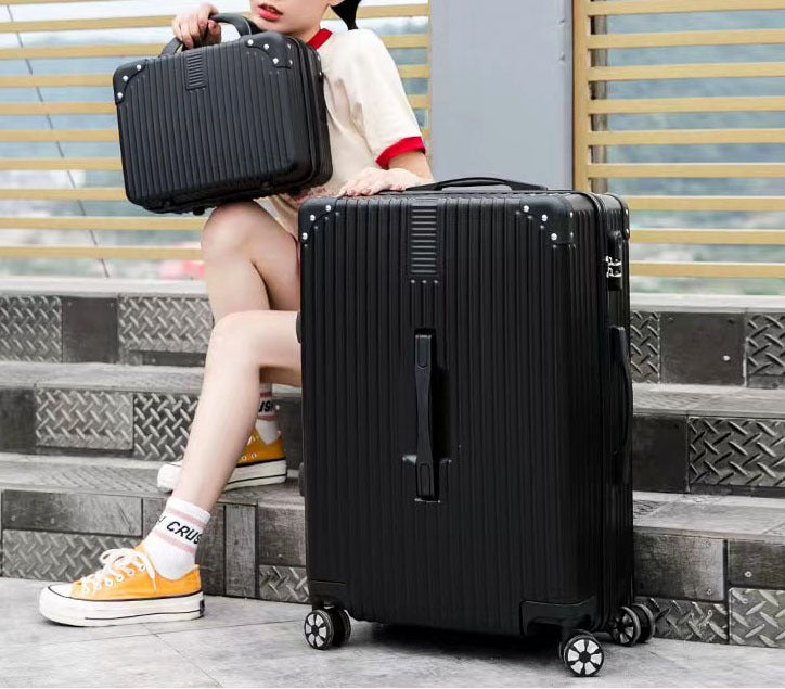 2-Piece Standard Cabin Carry-On Luggage Suitcase Set (Black)