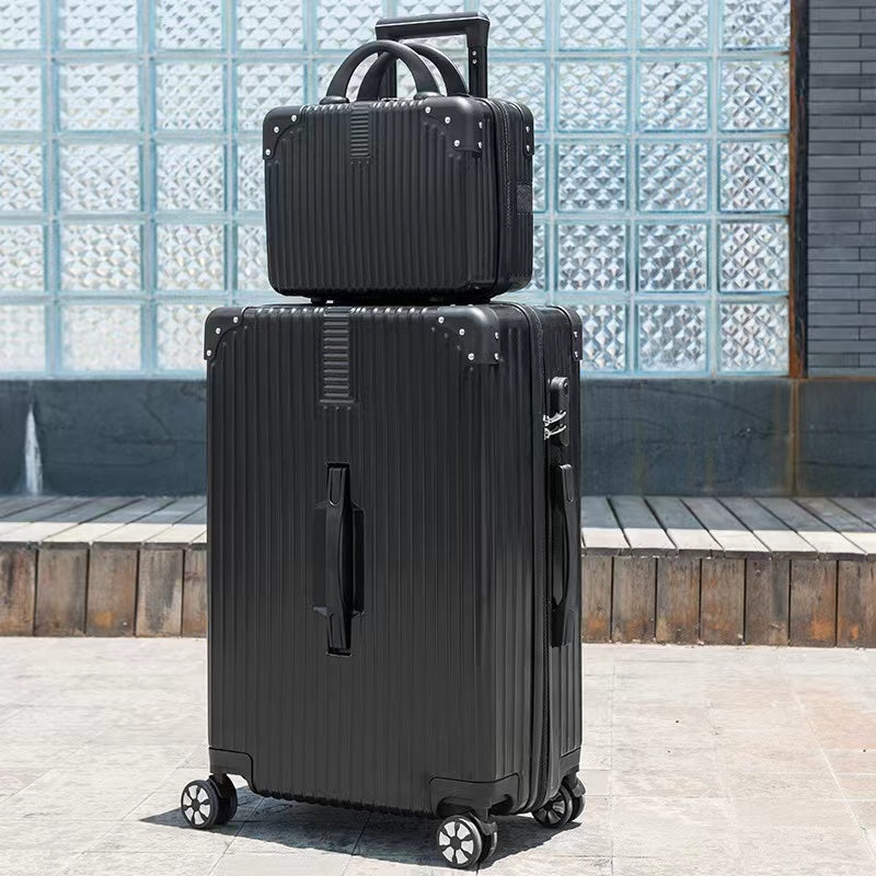2-Piece Standard Cabin Carry-On Luggage Suitcase Set (Black)