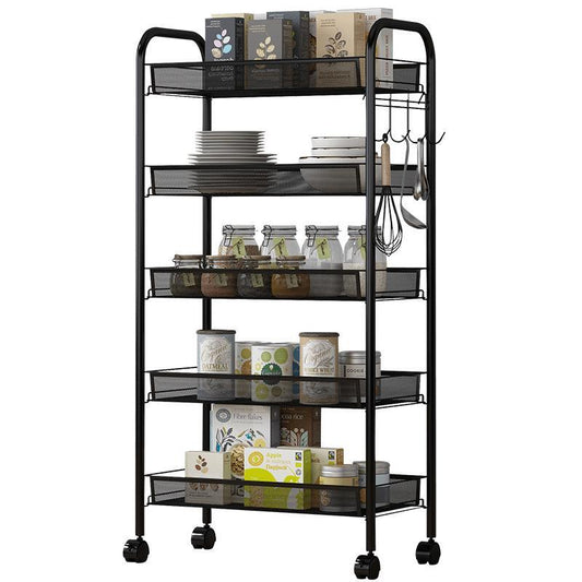 5 Tier Large Steel Multipurpose Storage Shelf Utility Cart Kitchen Trolley