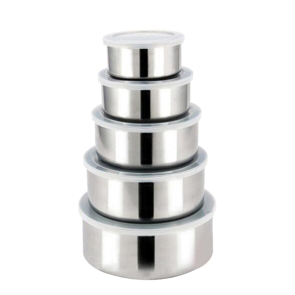 5-Piece Stainless Steel Bowl Set Food Storage Mixing Sealed Container Lunchbox