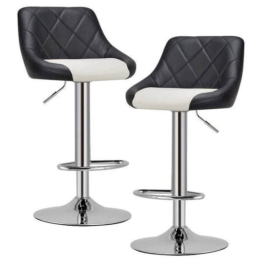 2 x Symphony High Back Faux Leather Bar Stools (Black & White)