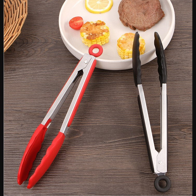 27cm Good Grip Silicone Stainless Steel Tongs (Red)