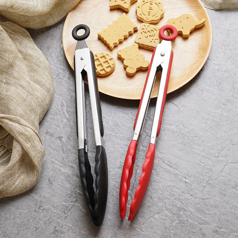 27cm Good Grip Silicone Stainless Steel Tongs (Red)
