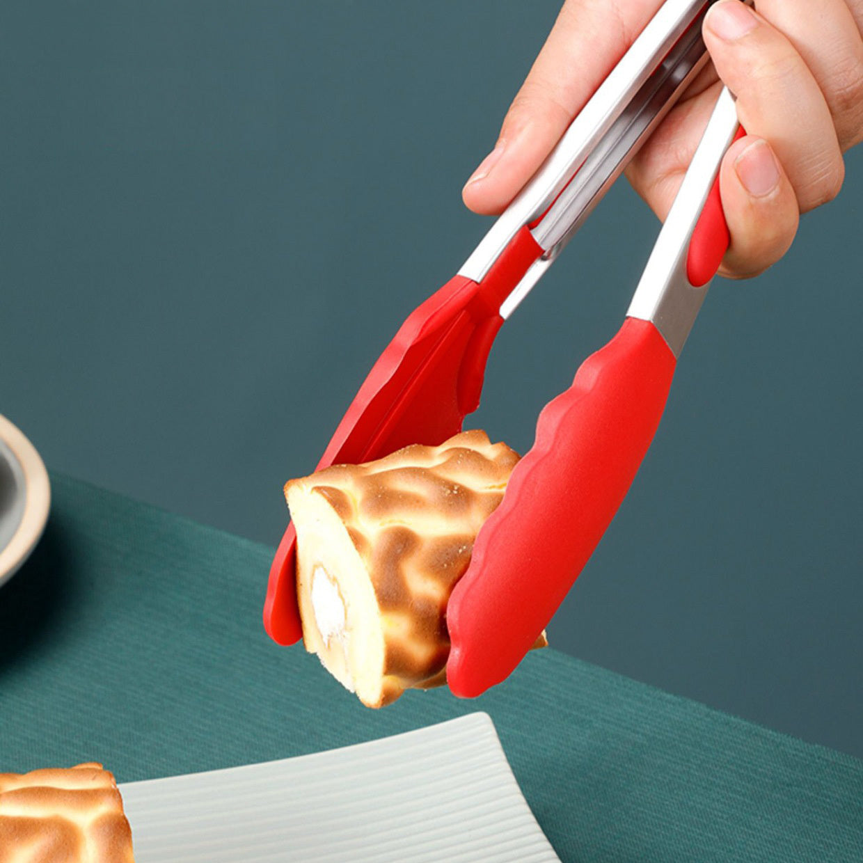 27cm Good Grip Silicone Stainless Steel Tongs (Red)