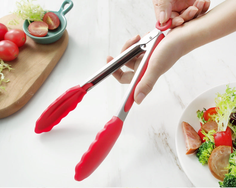 27cm Good Grip Silicone Stainless Steel Tongs (Red)