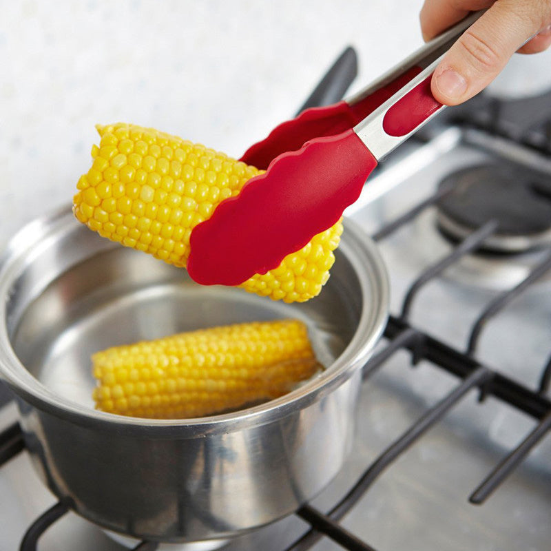 27cm Good Grip Silicone Stainless Steel Tongs (Red)