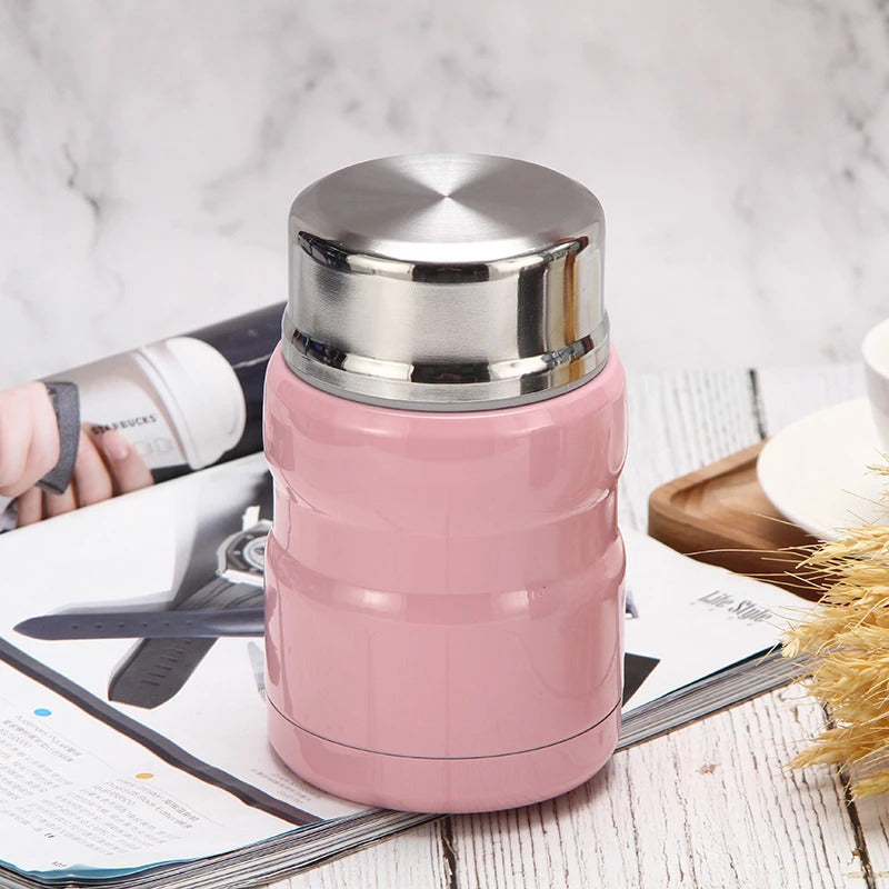750mL Stainless Steel Vacuum Insulated Food Jar with Folding Spoon (Pink)