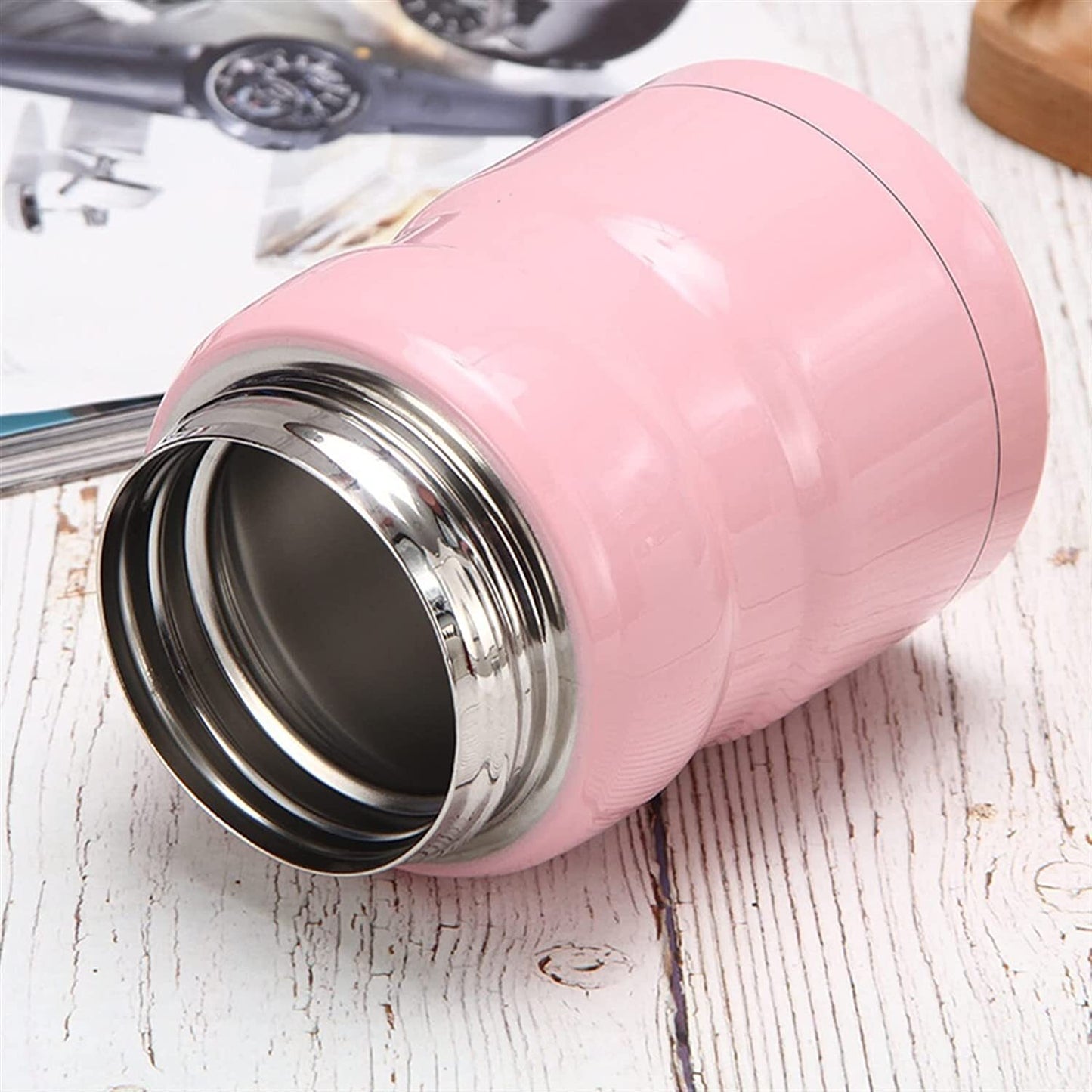 750mL Stainless Steel Vacuum Insulated Food Jar with Folding Spoon (Pink)