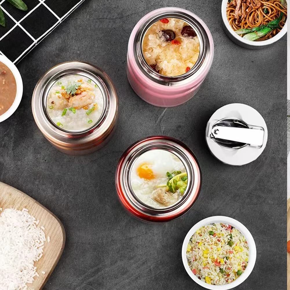 750mL Stainless Steel Vacuum Insulated Food Jar with Folding Spoon (Pink)