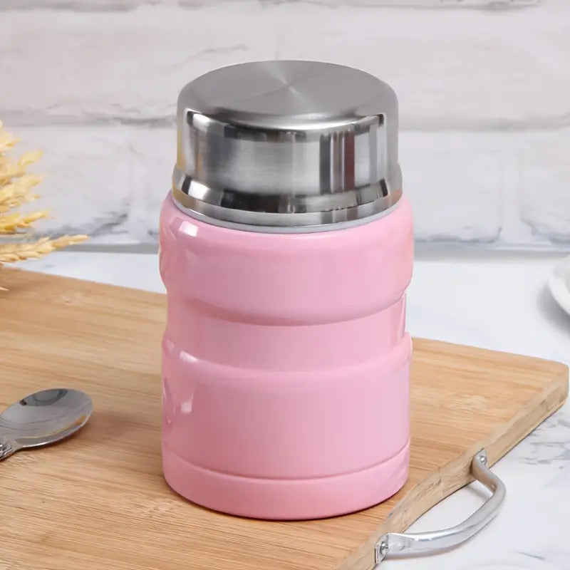 750mL Stainless Steel Vacuum Insulated Food Jar with Folding Spoon (Pink)