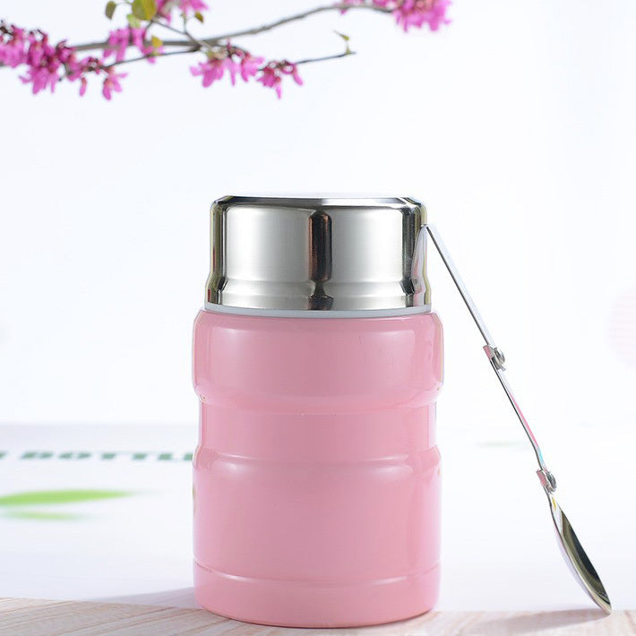 750mL Stainless Steel Vacuum Insulated Food Jar with Folding Spoon (Pink)