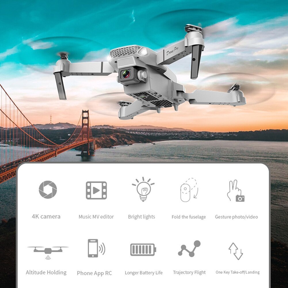 4K HD Wide-angle Quadcopter Remote Control Drone with Camera White