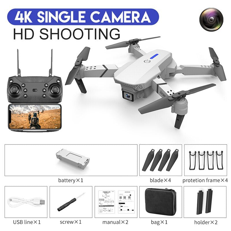 4K HD Wide-angle Quadcopter Remote Control Drone with Camera White